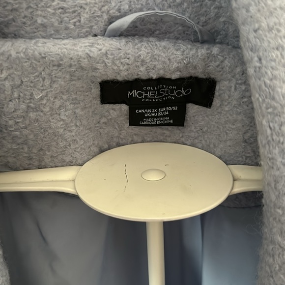 *Michel Studio size 2X boiled wool fully lined winter coat baby blue - Picture 2 of 10